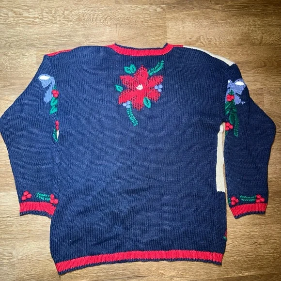 Christopher & Banks vintage 80s ladies sweater Cardinal, Quail, Birdhouse M - Picture 5 of 5